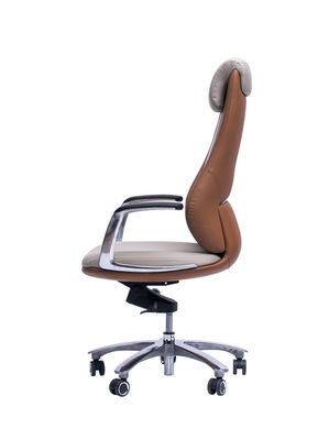 Ergonomic Office Leather Revolving Chair With Headrest / Caters BIFMA